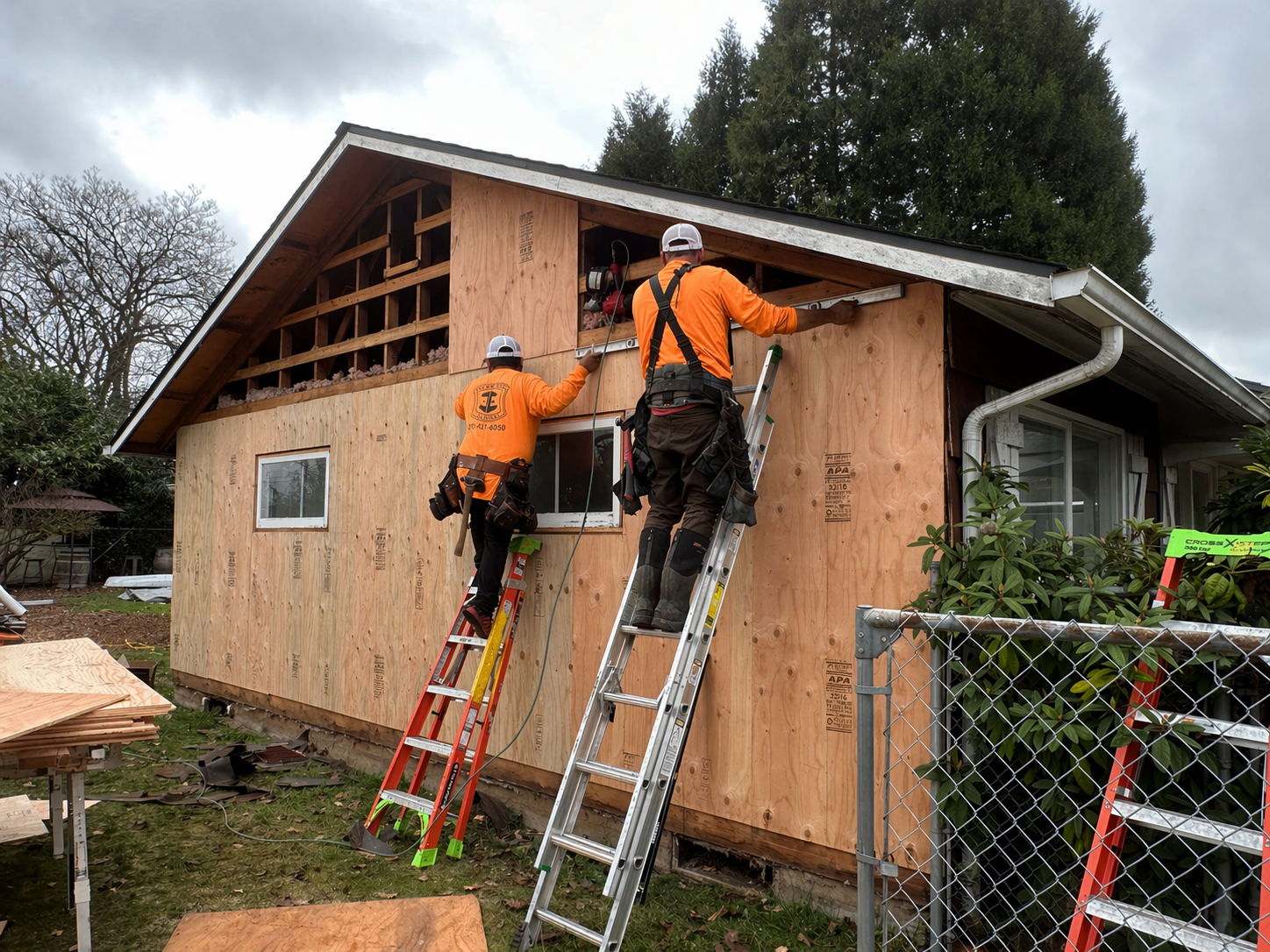 Vancouver WA home exterior remodel with James Hardie siding installation in progress